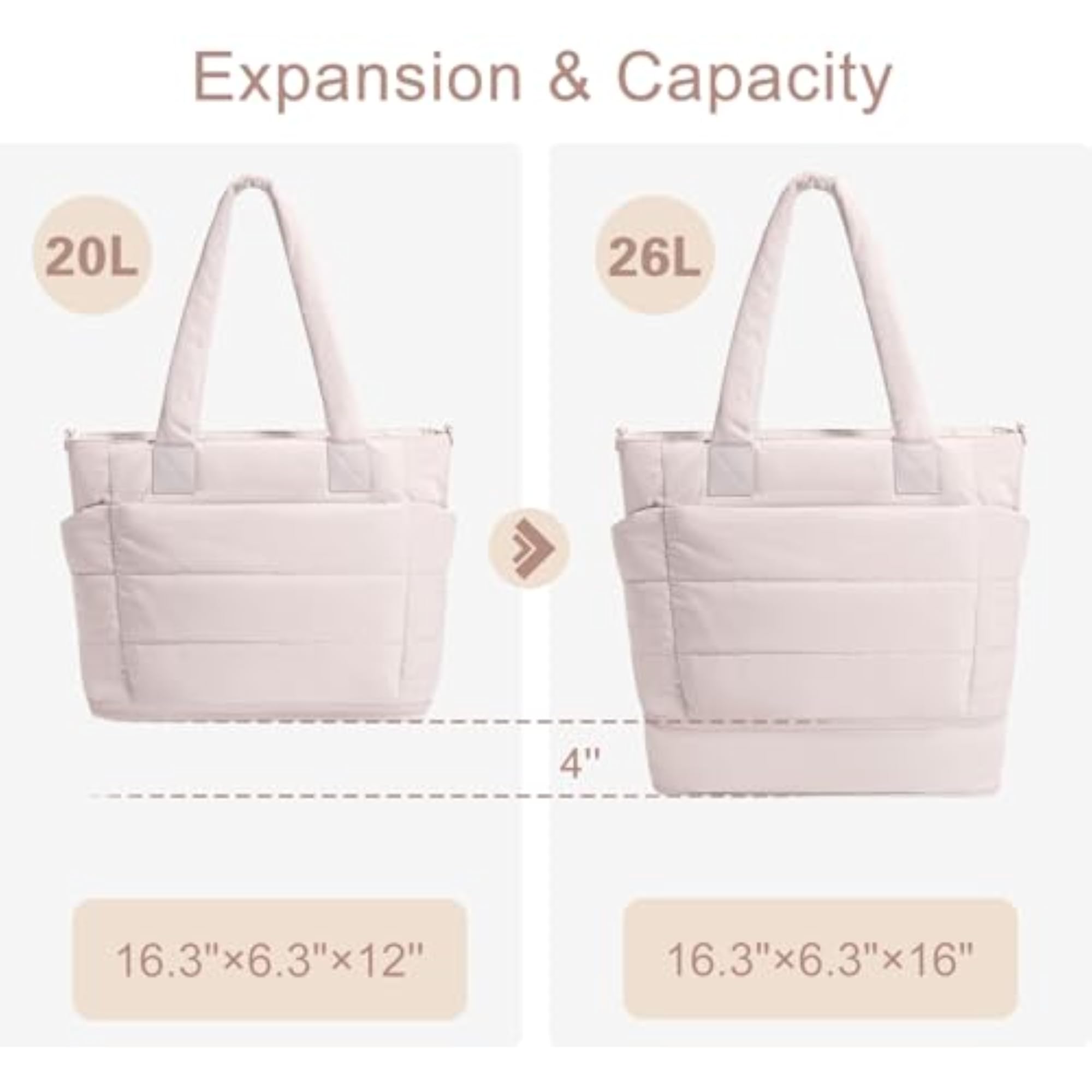 Puffer Tote Bag for Nurses, Lightweight Work Bag